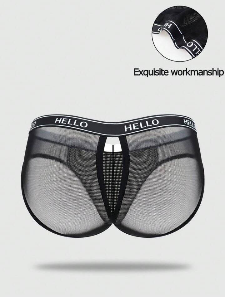 Men's Letter Pattern Cutout Briefs Jockstrap Underwear
